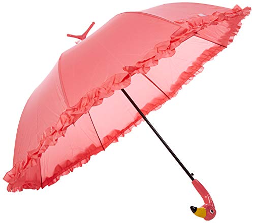 Esschert Design Regenschirm Flamingo mit Rüschen aus Pongee Seide, ABS und Eisen, 98,0 x 98,0 x 79,0 cm von Esschert Design