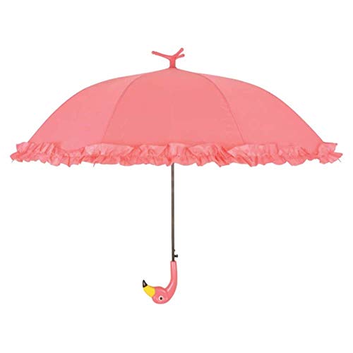 Esschert Design Regenschirm Flamingo mit Rüschen aus Pongee Seide, ABS und Eisen, 98,0 x 98,0 x 79,0 cm von Esschert Design