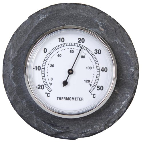 Esschert Design Schiefer Thermometer rund, schwarz, 10 x 4 x 10, LS226 von Esschert Design