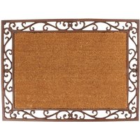 Esschert Design Schmutzfangmatte, Fußmatte, Rahmen aus Gusseisen mit Kokosmatte, ca. 75 cm x 55 cm von Esschert Design