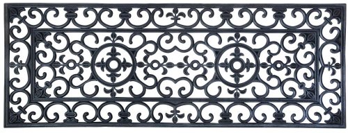 Esschert Design Schmutzfangmatte, Fußmatte in schwarz aus Gummi, rechteckig, Größe XL, extra breit, ca. 120 cm x 45 cm von Esschert Design