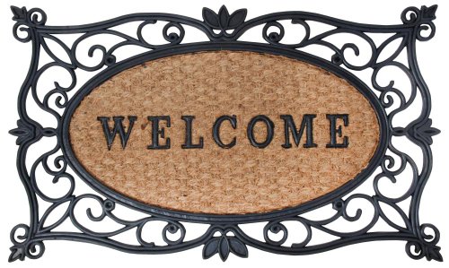 Esschert Design Schmutzfangmatte, Fußmatte mit Motiv „Welcome“ in schwarz mit Kokoseinlage, ca. 75 cm x 45 cm von Esschert Design
