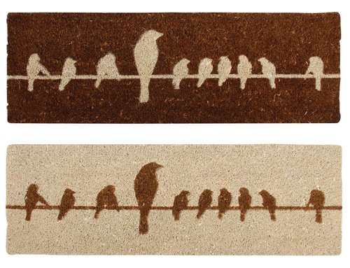 Esschert Design Schmutzfangmatte, Fußmatte mit Motiv Vögel auf Draht aus Kokos, in braun/beige,Sortiert, 1 Stück, ca. 75 cm x 25 cm von Esschert Design