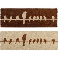 Esschert Design Schmutzfangmatte, Fußmatte mit Motiv Vögel auf Draht aus Kokos, in braun/beige,sortiert, 1 Stück, ca. 75 cm x 25 cm von Esschert Design