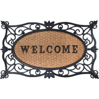 Esschert Design Schmutzfangmatte, Fußmatte mit Motiv Welcome in schwarz mit Kokoseinlage, ca. 75 cm x 45 cm von Esschert Design