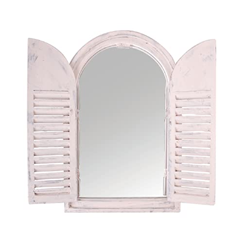 Esschert Design Spiegel mit Fensterläden, Landhausstil, Wandspiegel, weiß, mit 2 Türen, ca. 59 cm x 38 cm x 4,5 cm von Esschert Design