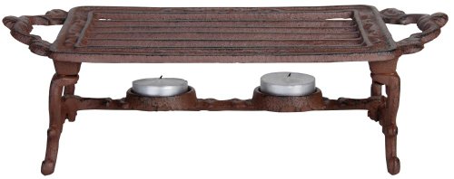 Esschert Design Stövchen, Warmhalteplatte im antik Design, 2 Teelichter, aus Gusseisen, in braun, ca. 31 cm x 13 cm x 9,4 cm von Esschert Design