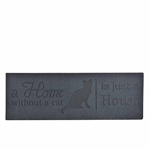 Esschert Design Stufenmatte Relief Home Without Cat Türmatte, PET, Recyceltes PVC, schwarz, 74.5 x 25.8 x 0.8 cm von Esschert Design