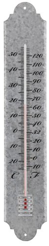Esschert Design Thermometer, Temperaturmesser in grau aus verzinktem Metall, Größe L, Anzeige in Fahrenheit und Celsius, ca. 9 cm x 50 cm Esschert Design Thermometer, Temperaturmesser in grau aus verzinktem Metall, Größe L, Anzeige in Fahrenheit und Celsius, ca. 9 cm x 50 cm von Esschert Design