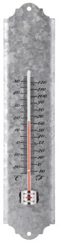 Esschert Design Thermometer, Temperaturmesser in grau aus verzinktem Metall, Größe S, Anzeige in Fahrenheit und Celsius, ca. 6,7 cm x 30 cm von Esschert Design