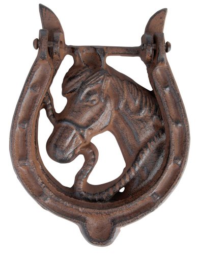 Esschert Design Türklopfer mit Motiv Hufeisen aus Gusseisen in braun, ca. 12 cm x 2,9 cm x 16 cm von Esschert Design