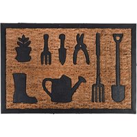 Esschert Design Türmatte Gartenwerkzeuge, 60,8 x 40,3 x 0,8 cm, aus Kokosfaser/Kunststoff, Türvorleger, Fußabstreifer, braun/schwarz von Esschert Design