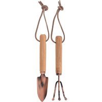 Esschert Design Verkupferte Minitools Schippe und Harke, mit Holzgriff und Hängeöse von Esschert Design