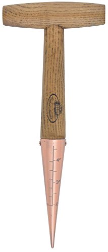Esschert Design Verkupfertes Setzholz mit Skala, 11 x 3 x 28 cm, mit Holzgriff, verkupferte Spitze von Esschert Design