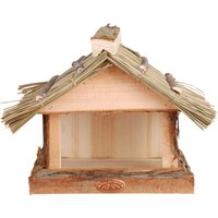 Esschert Design Vogelhaus, Vogelfutterhaus mit Strohdach zur Befestigung an der Wand, ca. 28 cm x 18 cm x 23 cm von Esschert Design