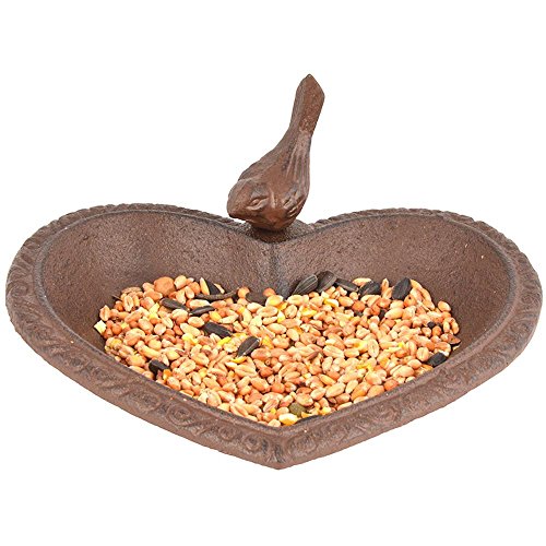 Esschert Design Vogeltränke Herz aus Gusseisen, 17,0 x 14,9 x 7,8 cm von Esschert Design