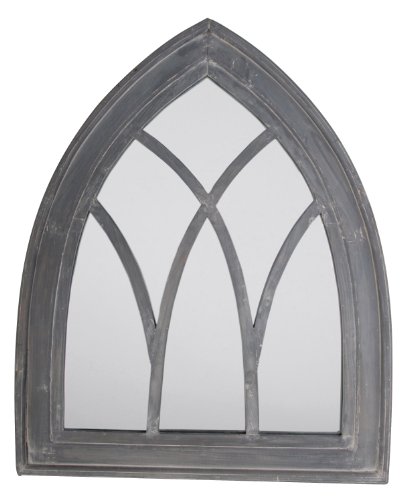 Esschert Design Wandspiegel, Garderobenspiegel im Gothic Stil in wasch-grau aus Betongemisch, ca. 66 cm x 80 cm von Esschert Design
