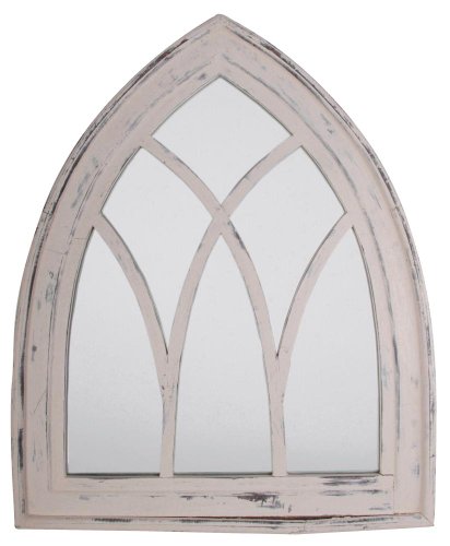 Esschert Design Wandspiegel, Garderobenspiegel im Gothic Stil in wasch-weiß, ca. 66 cm x 80 cm von Esschert Design