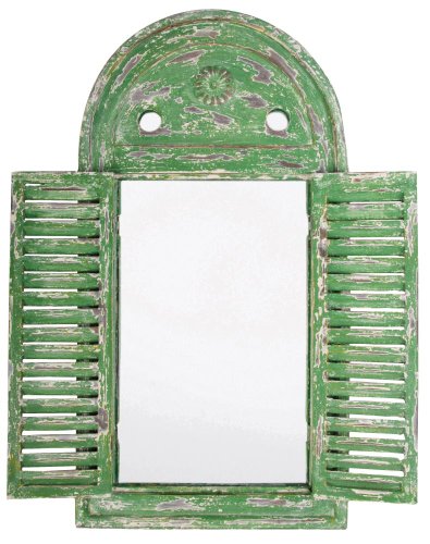 Esschert Design Wandspiegel, Garderobenspiegel im Louvre Stil, verwittertes grün mit Fensterläden, ca. 39 cm x 55 cm Esschert Design Wandspiegel, Garderobenspiegel im Louvre Stil, verwittertes grün mit Fensterläden, ca. 39 cm x 55 cm von Esschert Design