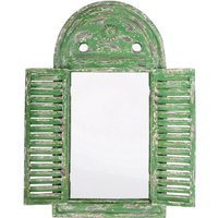Esschert Design Wandspiegel Rundfenster, Garderobenspiegel im Louvre Stil, verwittertes grün mit Fensterläden, ca. 39 cm x 55 cm von Esschert Design