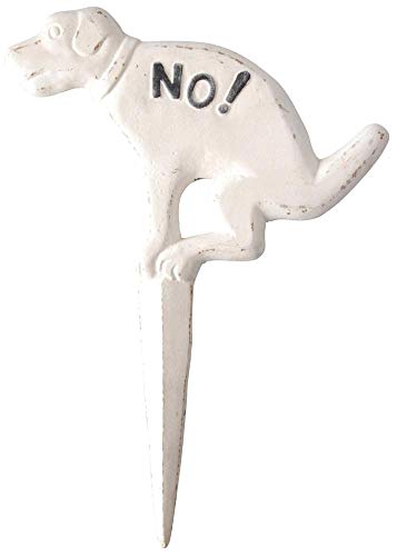 Esschert Design Steckschild, Verbotsschild für Hunde "No" Hund, antik-weiß aus Gusseisen, ca. 24 cm x 33 cm von Esschert Design