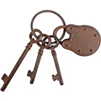 Schlüsselbund mit Schloss & 3 Schlüsseln | Esschert Design von Esschert Design