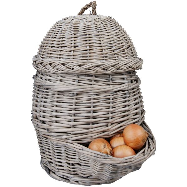Zwiebelkorb grau aus geflochtener Weide, Maße ca. 24 x 32 x 34 cm Zwiebelkorb grau aus geflochtener Weide, Maße ca. 24 x 32 x 34 cm von Esschert Design