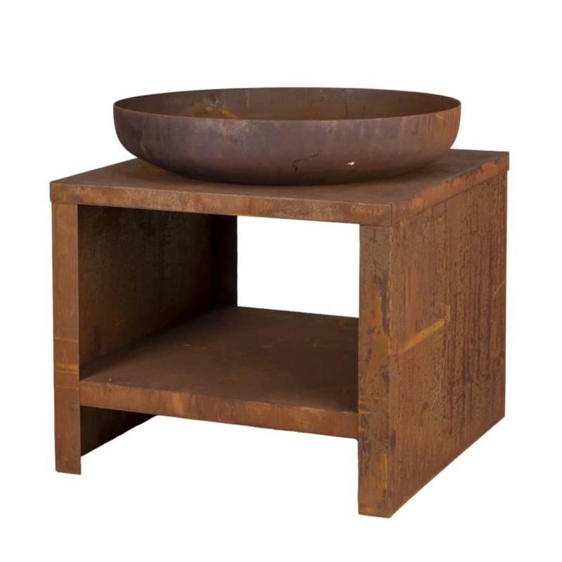 Esschert Design Feuerschale mit Holzfach 62 cm Rostbraun von Esschert