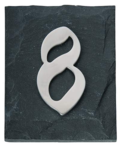 Esschert Design Hausnummer 8 aus Edelstahl, Schriftbild Kreide, ca. 5 cm x 10 cm von Esschert Design