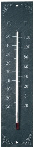 Esschert Thermometer aus Schiefer, rechteckig mit Ornament, grau, LS006 von Esschert Design