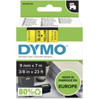 DYMO® Original D1-Schriftband für LabelManager™ 9mm x 7m - Polyester, wieder ablösbar -  schwarz auf gelb von Dymo