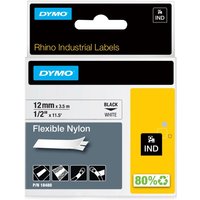 DYMO® Original IND-Schriftband für Rhino, flexibles & reissfestes Nylon - schwarz auf weiss von Dymo