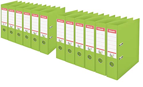 Esselte 10er Pack Plastik Ordner Standard, DIN A4 (12 Ordner | Breit, Maigrün) von Esselte