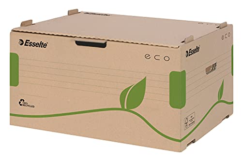 Esselte Eco Archiv-Container, Ideal für Esselte Eco A4 Archiv-Schachteln, 5 x 80 mm/4 x 100 mm, Transportbox mit Lasche Vorne, 100 % recycelte Wellpappe, 100 % recycelbar, 10 Stück, Naturbraun, 623919 Esselte Eco Archiv-Container, Ideal für Esselte Eco A4 Archiv-Schachteln, 5 x 80 mm/4 x 100 mm, Transportbox mit Lasche Vorne, 100 % recycelte Wellpappe, 100 % recycelbar, 10 Stück, Naturbraun, 623919 von Esselte