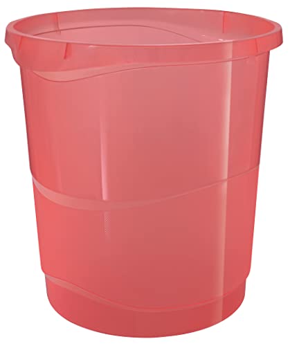 Esselte Papierkorb, 14 Liter Volumen, Kunststoff Abfall- und Wertstoffbehälter, für Haushalt/Büro, mit Prägemuster, Colour'Breeze Serie, Koralle, 628461 von Esselte