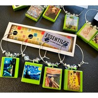 Großartige Gemälde Berühmte Kunstwerke Scrabble Tile Weinglas Charms von EssenTiles