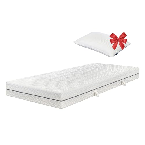 Essence Sleep Kaltschaummatratze - 90 x 200 x 18 cm, 7- Zonen Schaum Matratze mit 1 Kissen, H3 für alle Schlaftypen, Rollmatratze - Atmungsaktiv Bequem und Langlebig, Memory Foam, Öko-Tex Zertifiziert von ESSENCE SLEEP