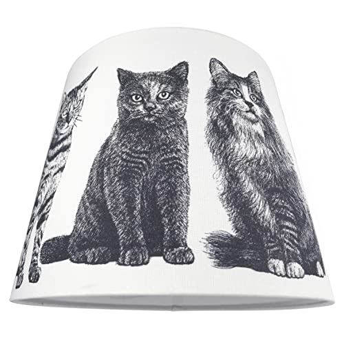 ESSENCE Lights, MEOW-Design, konisch Lampenschirm stoff, lampenschirm groß, leinen, katzenillustration, lampenschirm nachttischlampe, lampenschirm für Tischlampe/Hängelampe/Stehlampe, 35cm von Essence