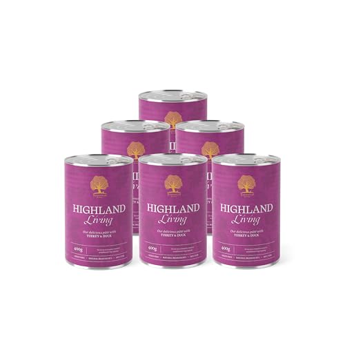 Essential Highland Living 6X 400g | Nassfutter für Hunde mit Pute & Ente | getreidefrei hundefutter mit hohem fleischanteil | Nach dem BOF-Prinzip & naturbelassen Essential Highland Living 6X 400g | Nassfutter für Hunde mit Pute & Ente | getreidefrei hundefutter mit hohem fleischanteil | Nach dem BOF-Prinzip & naturbelassen von Essential Foods