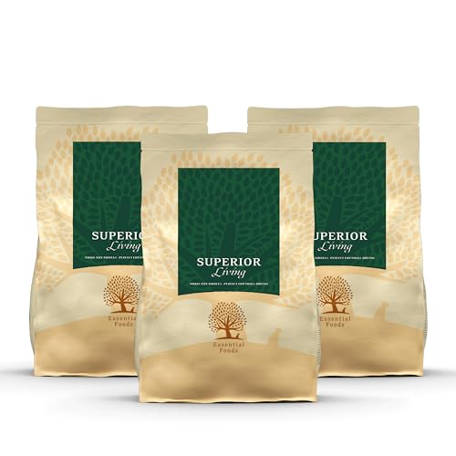 Essential Superior Living 3 x 2,5 kg | Huhn, Ente, Lachs & Forelle | Getreidefrei Hundefutter für kleine Hunde | hoher Fleischanteil | nach dem BOF-Prinzip von Essential Foods