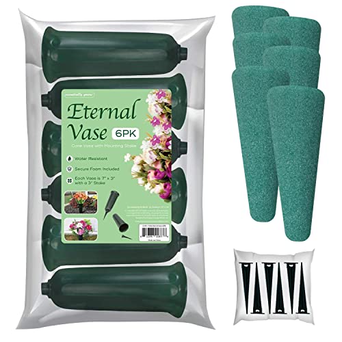 Essentially Yours Blumenvasen mit Schaumstoff im Lieferumfang enthalten – (6er-Pack) | Outdoor In Bodenvasen mit Stäben, für frische und künstliche Blumen von Essentially Yours