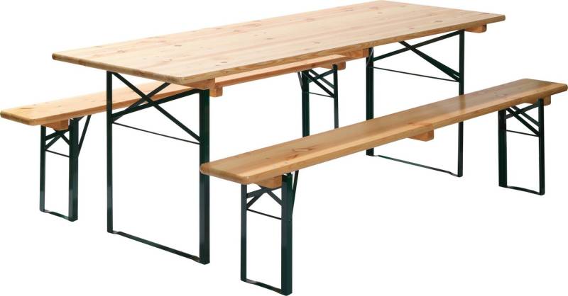 Essentials Bierzeltgarnitur Faltbare Bierganitur mit Tische, (Set, 3-tlg), 80 cm - Brauereiqualität von Essentials