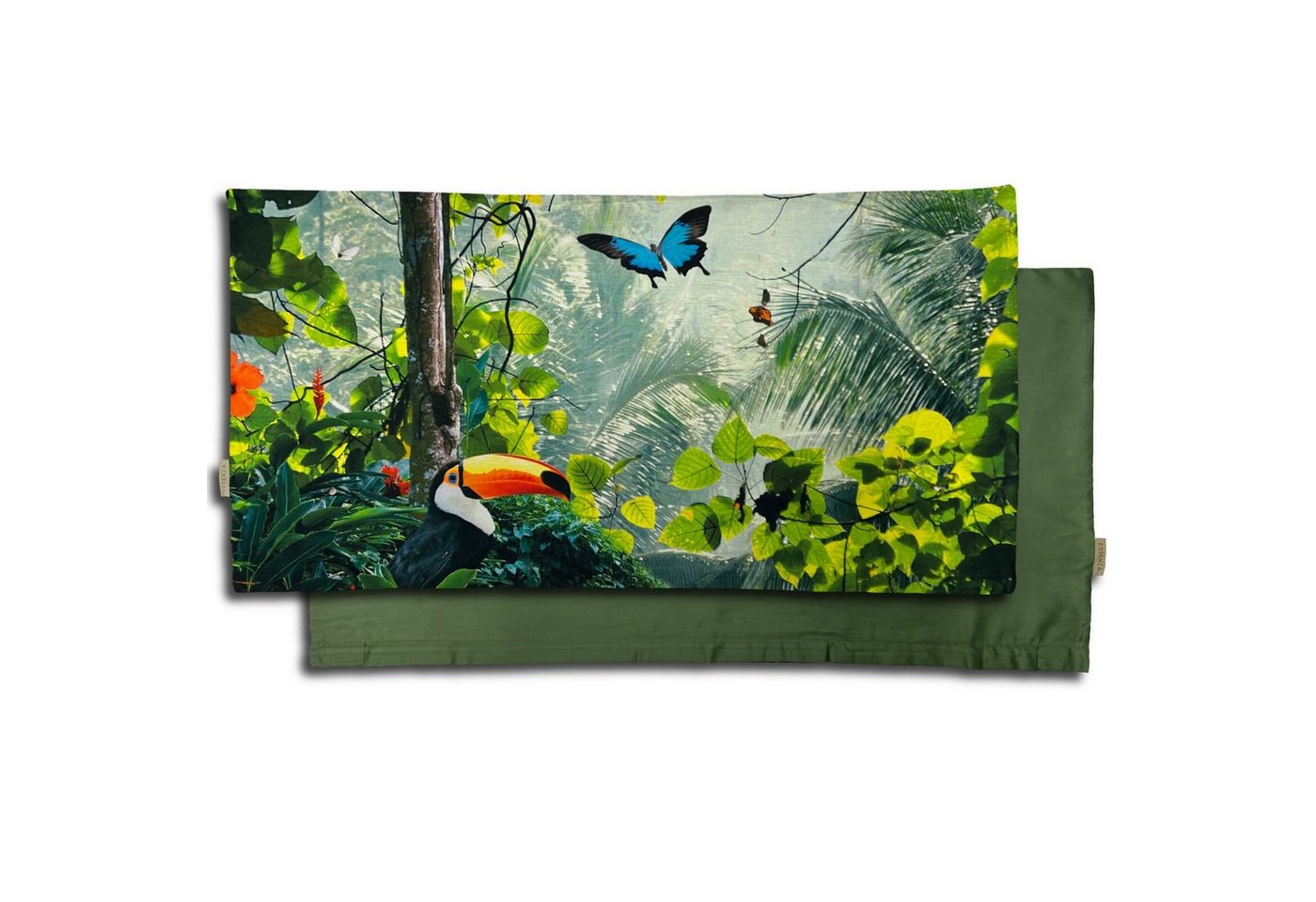 Bettwäsche Gabriel grün, Essenza, Renforcé, 1 teilig, Schmetterlinge, Vögel, Dschungel, Natur von Essenza