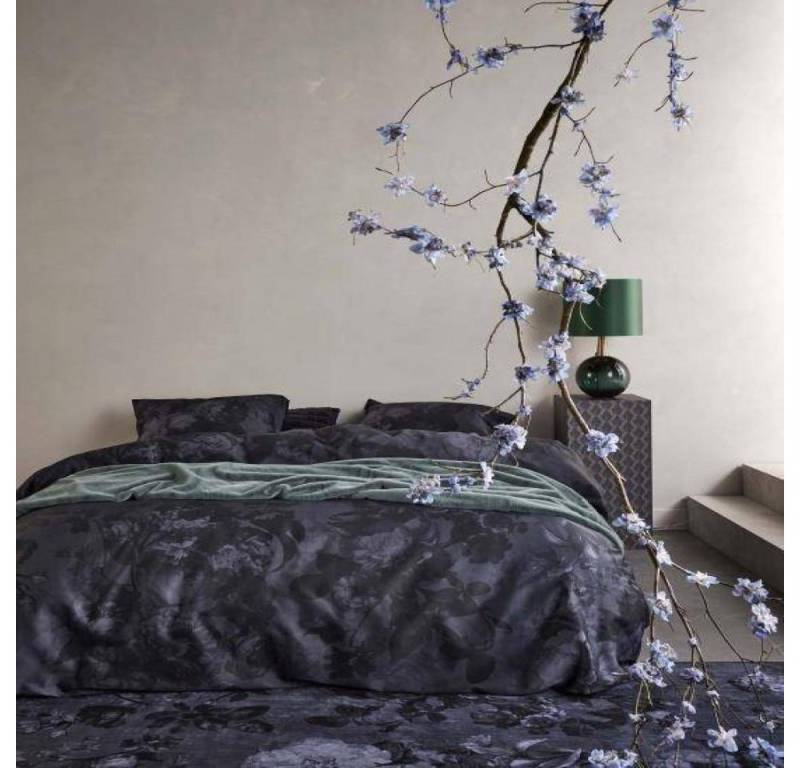 Essenza Bettwäsche Floor in Nightblue 135 x 200 cm + 80 x 80 cm, Baumwollsatin, 2 teilig von Essenza