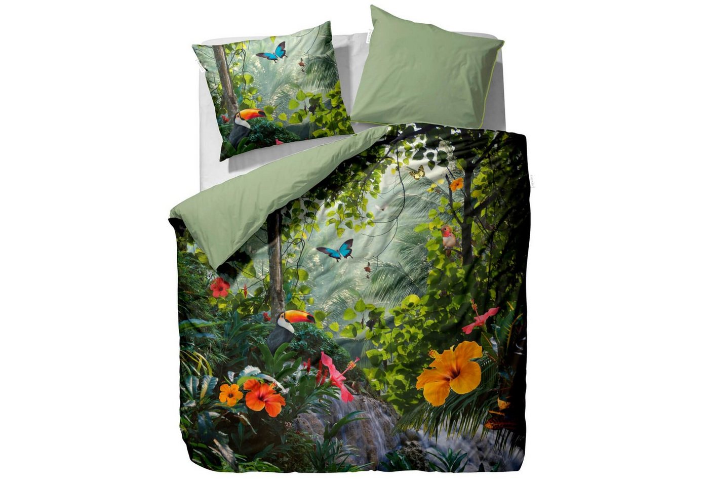 Essenza Bettwäsche Gabriel grün, Satin, 2 teilig, Schmetterlinge, Vögel, Dschungel, Natur Essenza Bettwäsche Gabriel grün, Satin, 2 teilig, Schmetterlinge, Vögel, Dschungel, Natur von Essenza