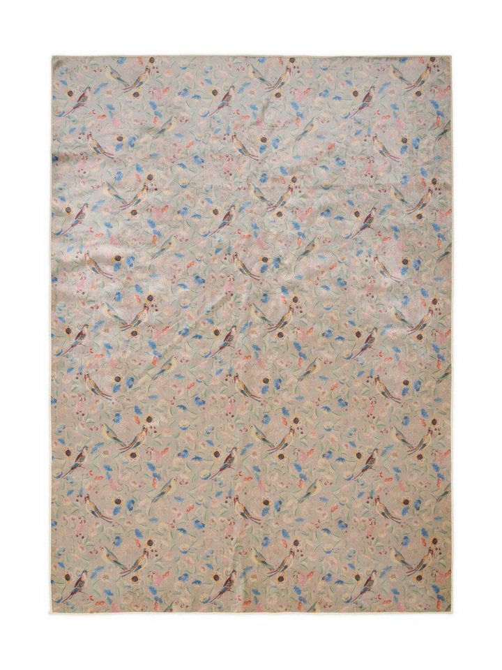 Essenza Teppich Aleste, rechteckig, Höhe: 6 mm, sehr weicher Flor, mit Blumen, Blätter und Vögel. von Essenza