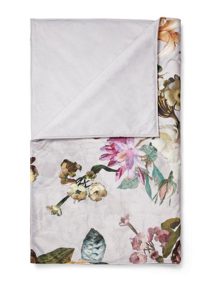 Tagesdecke Fleur, Essenza, aus weichem Samt mit Blumenprint von Essenza