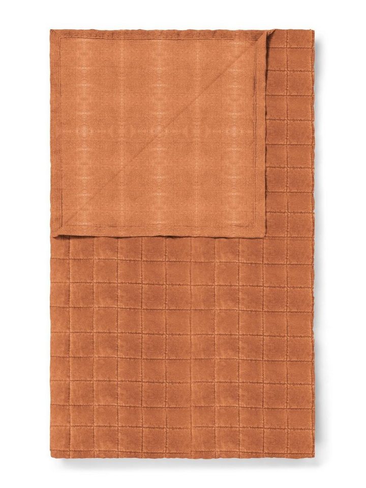 Essenza Tagesdecke Julia, aus Baumwollsamt mit aufgesticktes Karomuster von Essenza