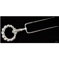 Alte Sterling Silber Behandelt Bratenhalter Plated C-Stahl Zinken von EssexRiverAntiques