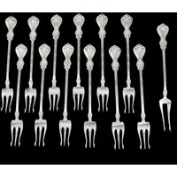 Antike 13 Sterling Silber Cocktail - Und Fischgabeln von EssexRiverAntiques